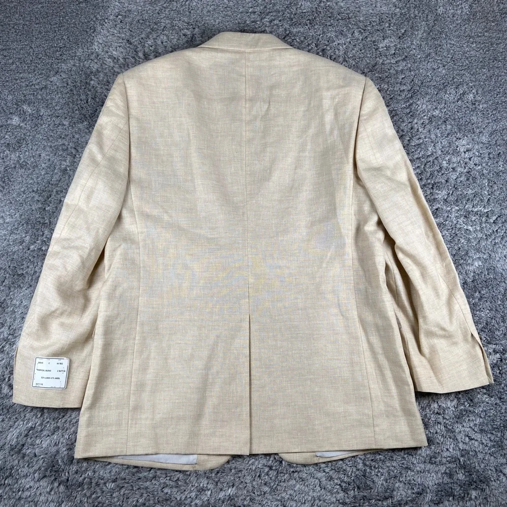 Jos A Bank Tropical Blend Blazer Mens 44R Tan Linen Wool 2 Button Sport Coat